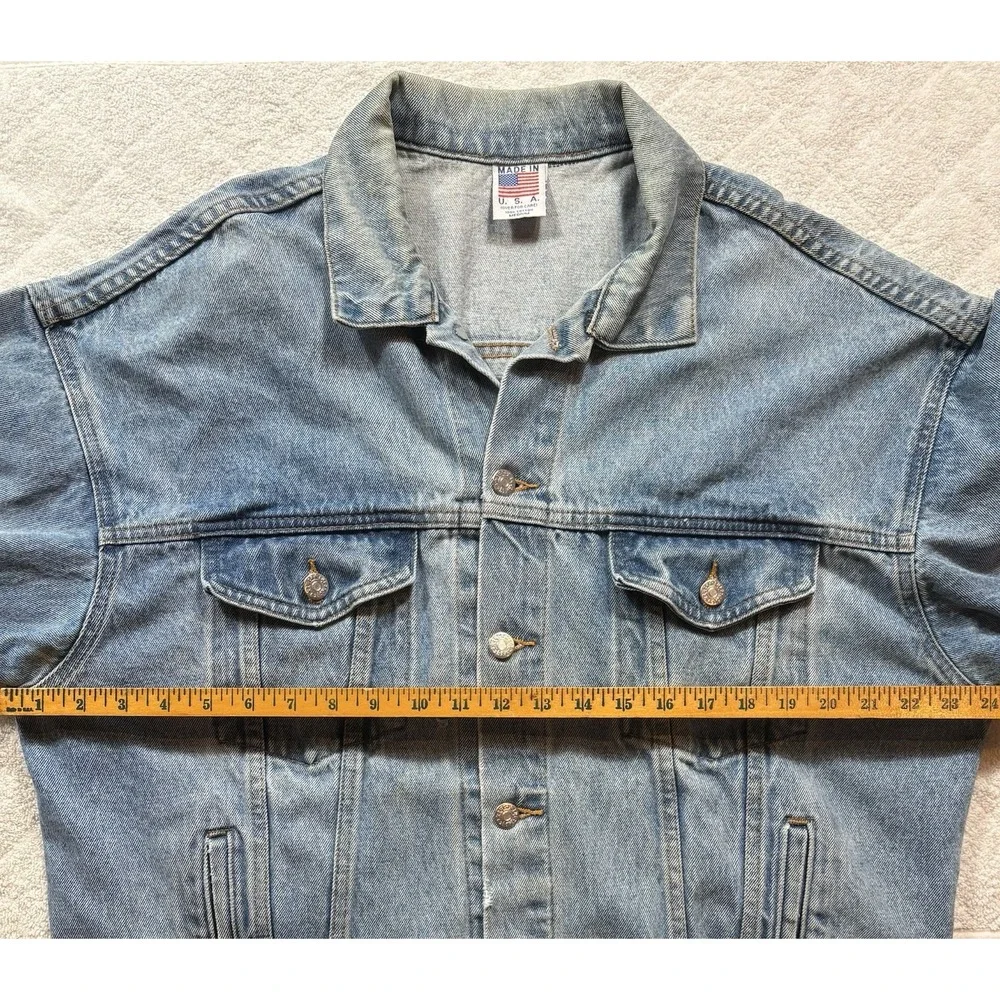 VTG ATSF Railroad Santa Fe Men's Train Denim Embossed Jean Jacket Med USA -2202